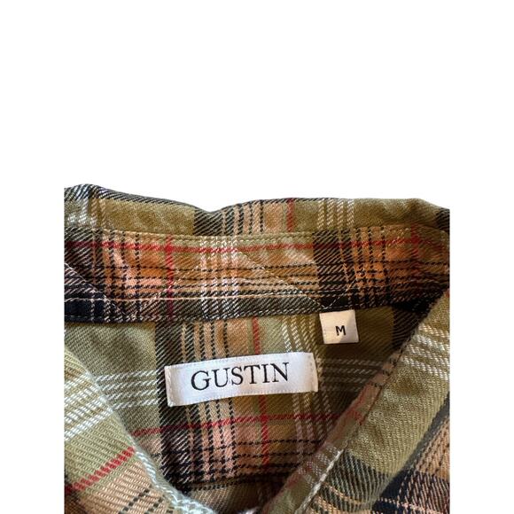 Gustin Men's Green Plaid Button Up Shirt Medium Long Sleeve Casual USA *READ* - Picture 4 of 9